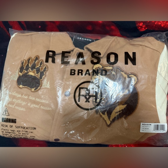 - Reason Clothing - RARE - Tan and Brown Bear Paw Jacket - Size LARGE - - Picture 1 of 5